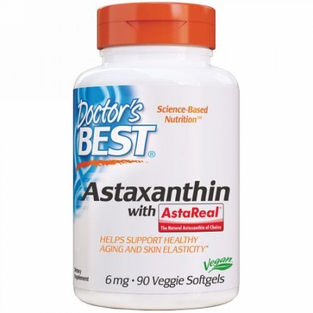 Doctor's Best, Astaxanthin with AstaReal, 6 mg, 90 Veggie Softgels
