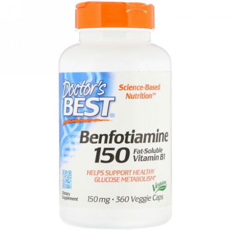 Doctor's Best, ベンフォチアミン、150mg、植物性カプセル360粒