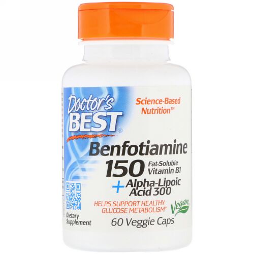 Doctor's Best, ベンフォチアミン150＋α-リポ酸300、ベジカプセル60粒