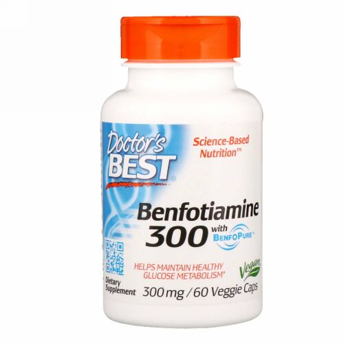 Doctor's Best, ベンフォピュア配合ベンフォチアミン、300 mg、植物性カプセル60粒
