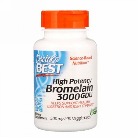 Doctor's Best, ブロメライン3000 GDU、高いサポート力、500mg、ベジカプセル90粒