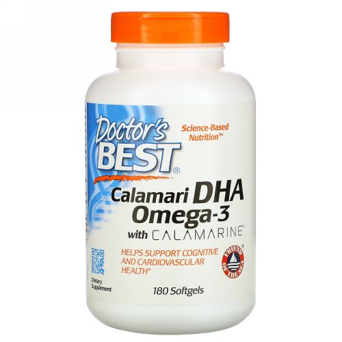 Doctor's Best, カラマリDHA 500 ウィズカラマリン、500 mg、ソフトジェル180粒