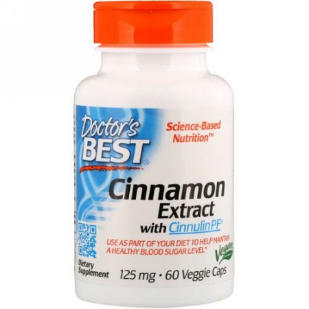 Doctor's Best, シンヌリンPF入りシナモンエキス、125mg、ベジキャップ60錠