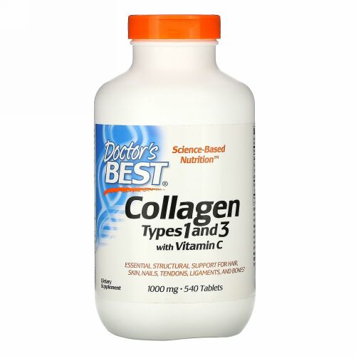 Doctor's Best, ビタミンC配合コラーゲン1型＆3型'、1,000mg、540粒