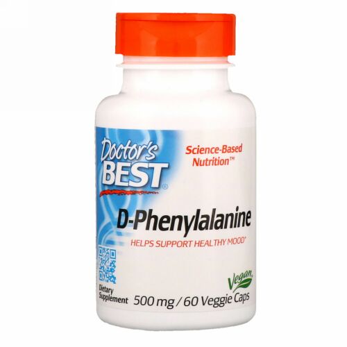 Doctor's Best, D-フェニルアラニン, 500 mg, 60 植物由来カプセル