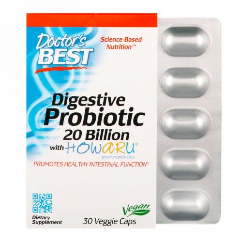 Doctor's Best, Howaruダイジェスティブ・プロバイオティクス, 200億CFU, 30ベジキャップ