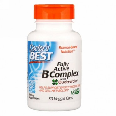 Doctor's Best, クアトレフォリック使用の完全活性B錯合体、植物性カプセル30粒