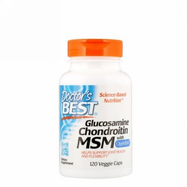 Doctor's Best, グルコサミンコンドロイチンMSM OptiMSM入り、植物性カプセル 120粒
