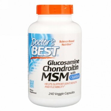 Doctor's Best, グルコサミンコンドロイチンMSM OptiMSM入り、植物性カプセル 240粒