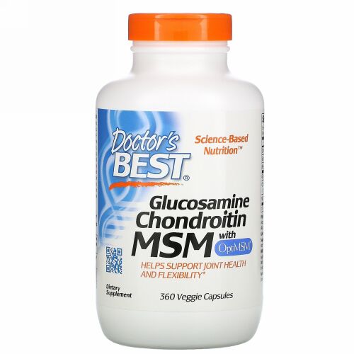 Doctor's Best, OptiMSM（オプティMSM）入りグルコサミンコンドロイチンMSM、ベジカプセル360粒