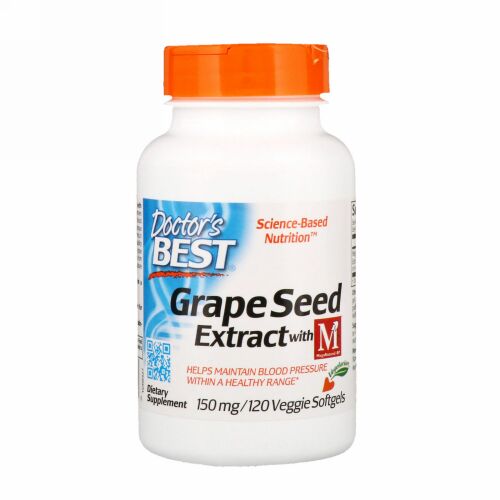 Doctor's Best, グレープシードエキス、メガナチュラルBP入り、150mg、ベジソフトジェル120錠 (Discontinued Item)