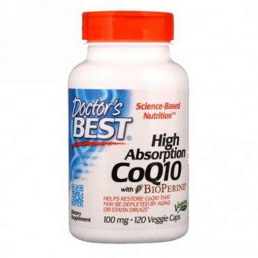 Doctor's Best, バイオペリン配合高吸収性コエンザイムQ10、100mg、植物性カプセル120粒