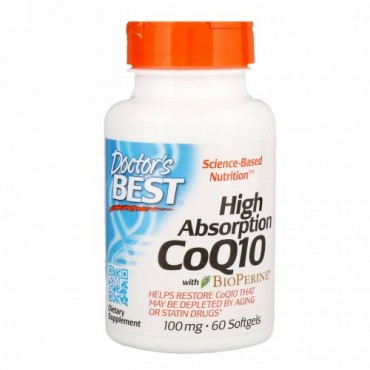 Doctor's Best, High Absorption CoQ10 with BioPerine, 100 mg, 60 Softgels