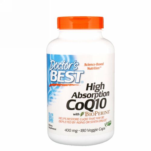 Doctor's Best, 高吸収コエンザイムQ10、BioPerine入り、 400 mg、ベジキャップ180錠