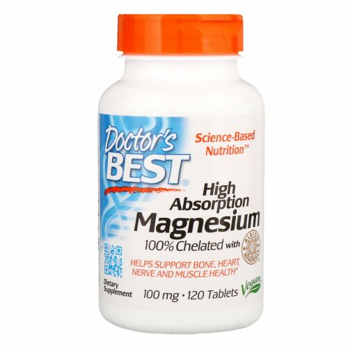 Doctor's Best, 高吸収マグネシウム、120粒
