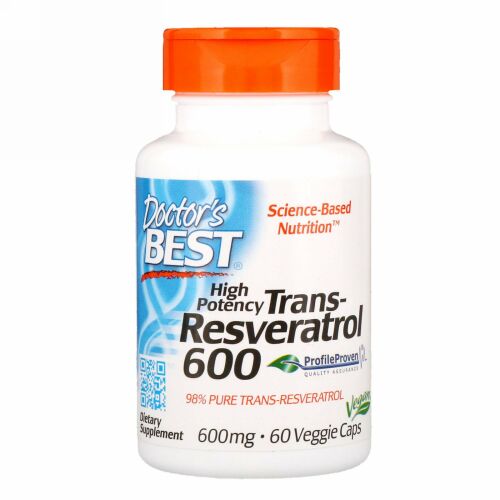Doctor's Best, 高効能トランスレスベラトロール、600 mg、植物性カプセル60粒