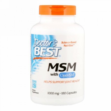 Doctor's Best, MSM OptiMSM入り、1,000 mg、180粒