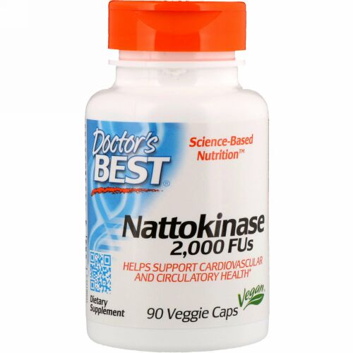 Doctor's Best, ナットウキナーゼ、2,000 FU、植物性カプセル 90粒