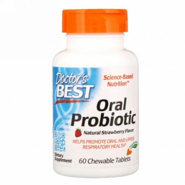 Doctor's Best, オーラルプロバイオティック、天然イチゴ風味、チュアブル60錠入り (Discontinued Item)
