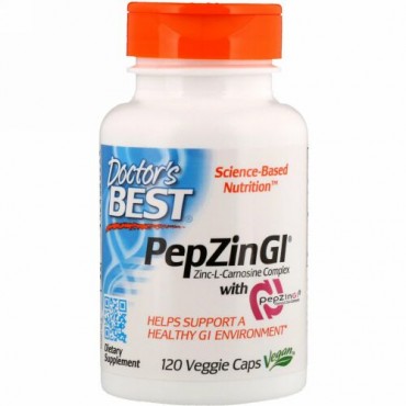 Doctor's Best, PepZin Gl、亜鉛-Lカルノシンコンプレックス、植物性粒 120粒