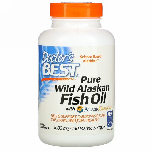 Doctor's Best, ピュアワイルドアラスカンフィッシュオイル (アラスクオメガ入り), 180錠 (ソフトジェル)