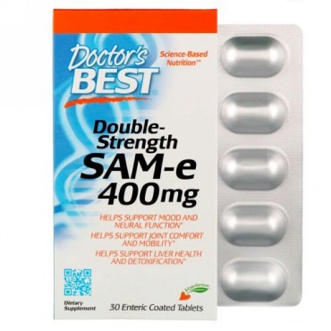 Doctor's Best, SAM-e、400 mg、2倍増強、腸溶性コーティングタブレット 30粒