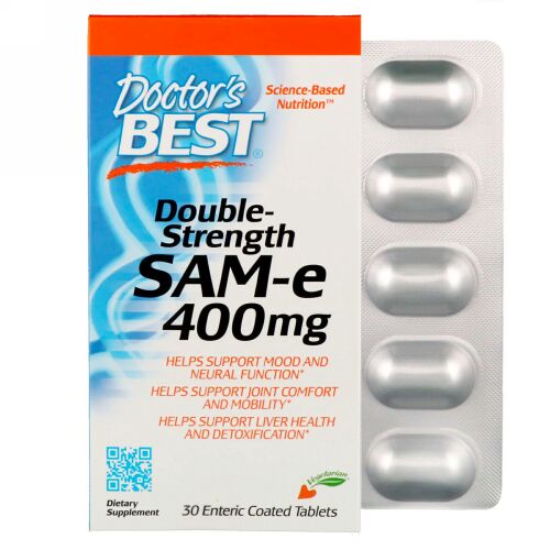 Doctor's Best, SAM-e、400 mg、2倍増強、腸溶性コーティングタブレット 30粒