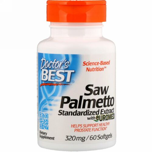 Doctor's Best, Saw Palmetto、Euromed入り標準化エキス、320 mg、ソフトジェル 60粒