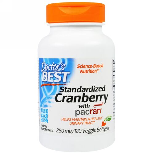 Doctor's Best, パクラン入りクランベリー標準化、250 mg、ベジタブルソフトジェル120錠 (Discontinued Item)