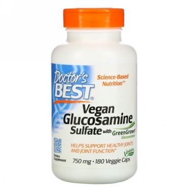 Doctor's Best, グリーングルコサミンを含む硫酸ベガングルコサミン、750 mg、180ベジーキャップ