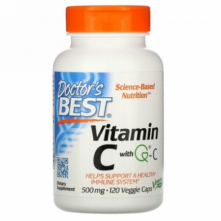 Doctor's Best, ビタミンC、Quali-C配合、500mg、ベジキャップ120錠