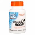 Doctor's Best, ビタミンD3、125mcg（5,000IU）、ソフトジェル180粒