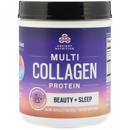 Dr. Axe / Ancient Nutrition, Multi Collagen Protein, Beauty + Sleep, Calming Natural Lavender, 1.17 lbs (535 g) (Discontinued Item)