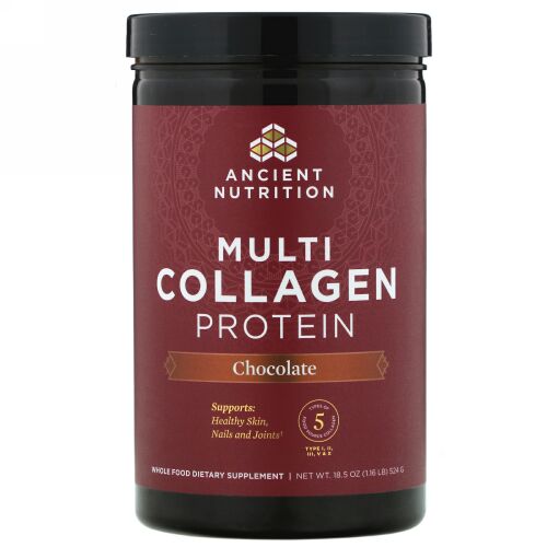 Dr. Axe / Ancient Nutrition, Multi Collagen Protein, Chocolate, 1.16 lb (524 g)