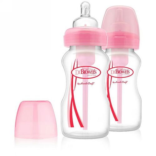 Dr. Brown's, Natural Flow, Options, Wide-Neck, Special Edition, Pink, 0 + Months, 2 Pack Bottles, 9 oz (270 ml) Each (Discontinued Item)