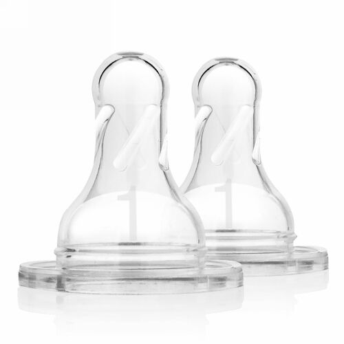 Dr. Brown's, Natural Flow, Silicone Nipples, Wide-Neck, Level 1, 0 + Months, 2 Pack (Discontinued Item)