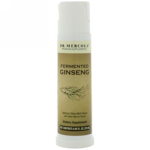 Dr. Mercola, 発酵朝鮮人参スプレー、天然シトラスミントフレーバー、0.85 fl oz (25 ml) (Discontinued Item)