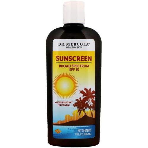 Dr. Mercola, ヘルシースキン、サンスクリーン、ブロードスペクトラムSPF 15、8液量オンス (236 ml) (Discontinued Item)