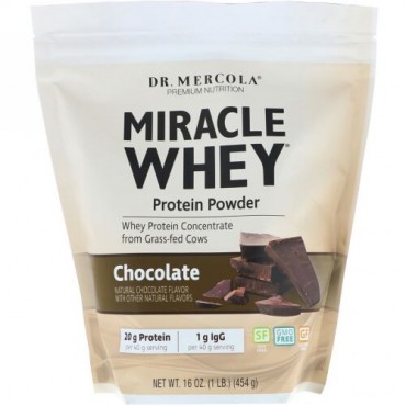 Dr. Mercola, ミラクルホエイ, プロテインパウダー, チョコレート, 1 ポンド(454 g)