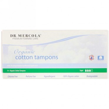 Dr. Mercola, オーガニックコットンタンポン、スーパー、14個