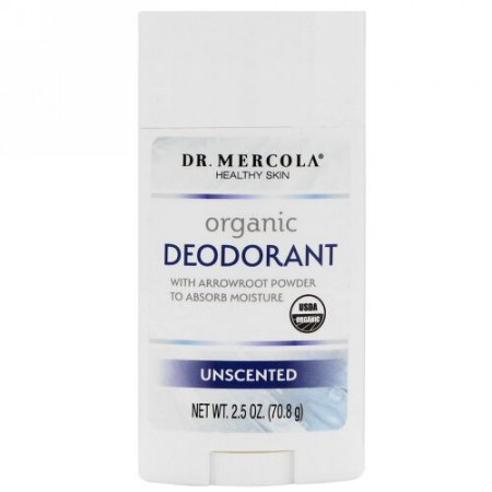 Dr. Mercola, オーガニック デオドラント、無香料、2.5 oz (70.8 g)