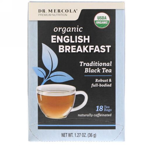 Dr. Mercola, オーガニック・イングリッシュブレックファスト、伝統的な紅茶、ティーバッグ18袋、1.27 oz (36 g) (Discontinued Item)