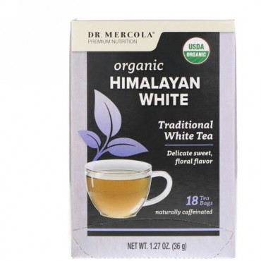Dr. Mercola, オーガニックヒマラヤンホワイトティー、18ティーバッグ、1.27オンス (36 g) (Discontinued Item)