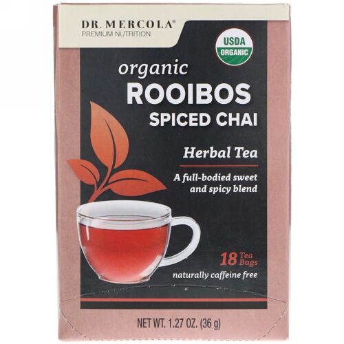 Dr. Mercola, オーガニック ルイボス スパイス チャイ、ハーブティー、ティーバッグ18袋、1.27 oz (36 g) (Discontinued Item)