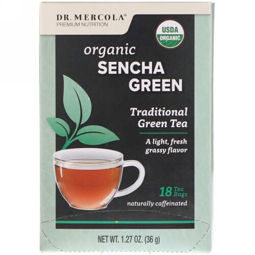 Dr. Mercola, オーガニック 煎茶 グリーン、伝統的な緑茶、ティーバッグ18袋、1.27 oz (36 g) (Discontinued Item)