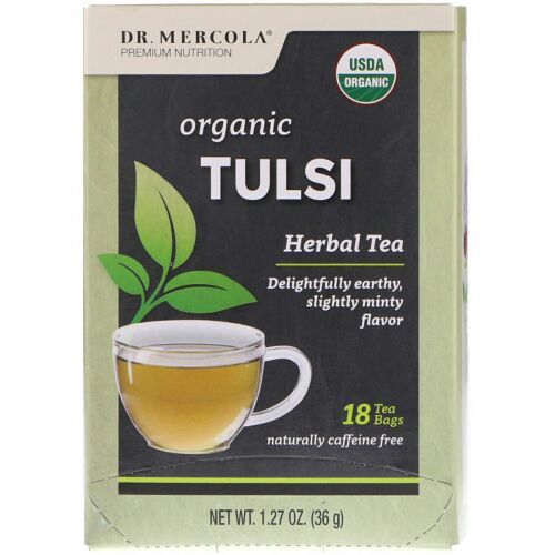 Dr. Mercola, オーガニック トゥルシー、ハーブティー、ティーバッグ18袋、1.27 oz (36 g) (Discontinued Item)