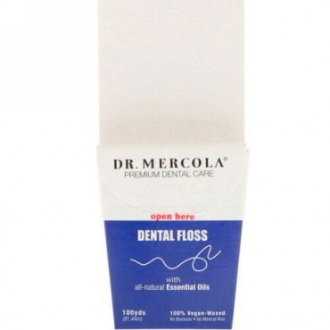 Dr. Mercola, Premium Dental Care, Dental Floss, 100% Vegan-Waxed, 100 yds (91.44 m) (Discontinued Item)