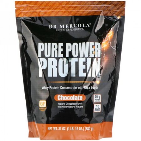 Dr. Mercola, ピュア パワー プロテイン、チョコレートフレーバー、31 oz (880 g) (Discontinued Item)