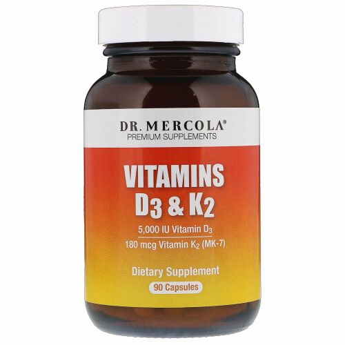 Dr. Mercola, Vitamins D3 & K2, 90 Capsules
