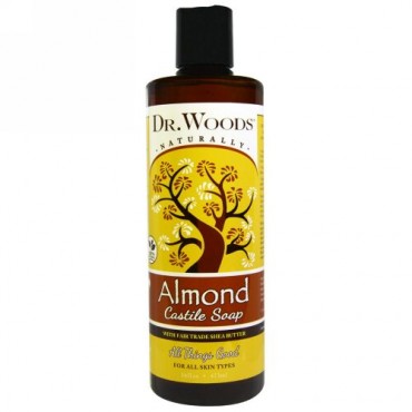 Dr. Woods, アーモンド・カスティリヤ 石鹸 フェアトレード シェアバター入り, 16 オンス (473 ml) (Discontinued Item)